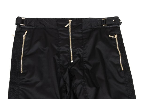 VERSACE Black Nylon & Leather Biker Pants Size L