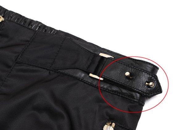 VERSACE Black Nylon & Leather Biker Pants Size L
