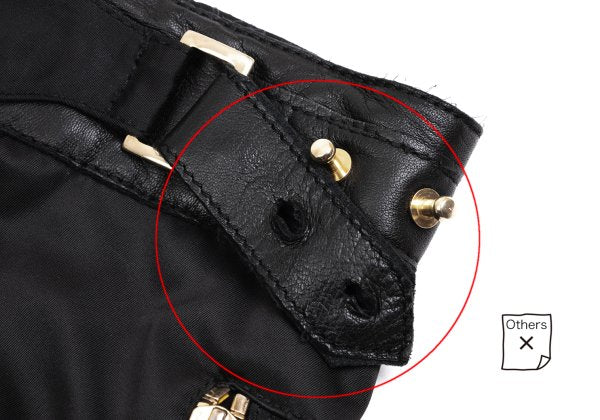 VERSACE Black Nylon & Leather Biker Pants Size L
