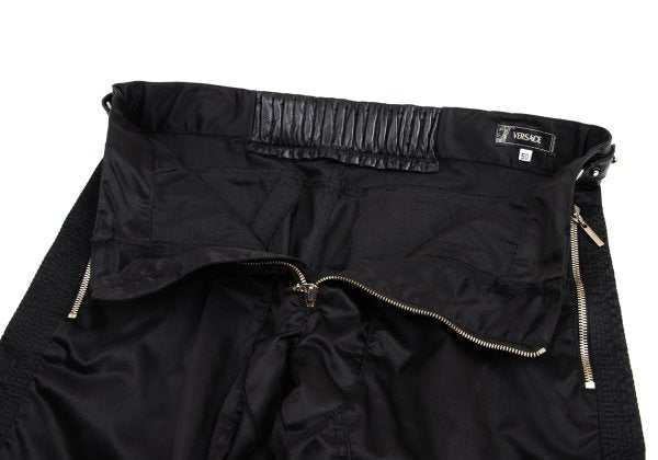 VERSACE Black Nylon & Leather Biker Pants Size L