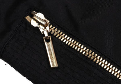 VERSACE Black Nylon & Leather Biker Pants Size L
