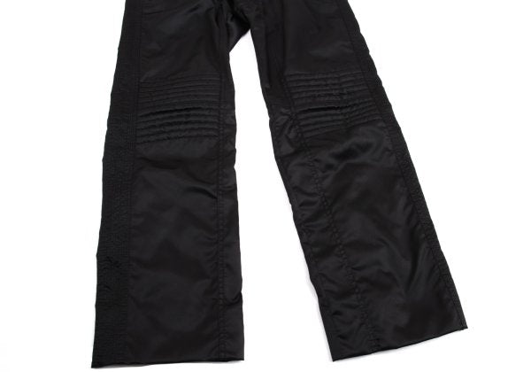 VERSACE Black Nylon & Leather Biker Pants Size L