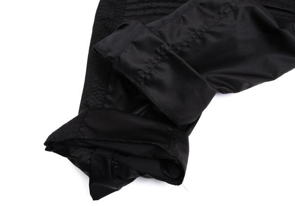 VERSACE Black Nylon & Leather Biker Pants Size L