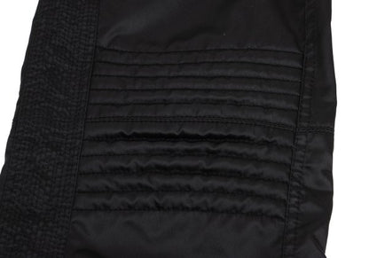 VERSACE Black Nylon & Leather Biker Pants Size L