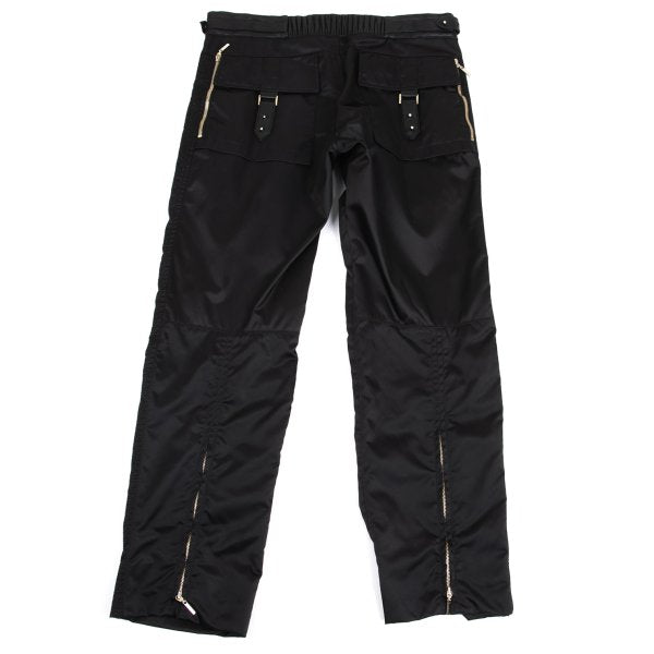 VERSACE Black Nylon & Leather Biker Pants Size L