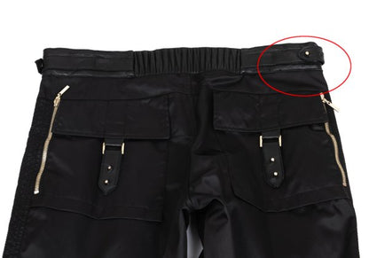 VERSACE Black Nylon & Leather Biker Pants Size L