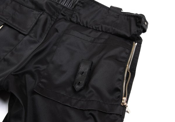 VERSACE Black Nylon & Leather Biker Pants Size L