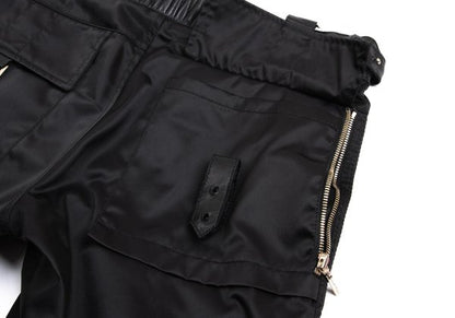 VERSACE Black Nylon & Leather Biker Pants Size L