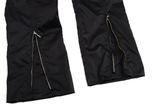 VERSACE Black Nylon & Leather Biker Pants Size L