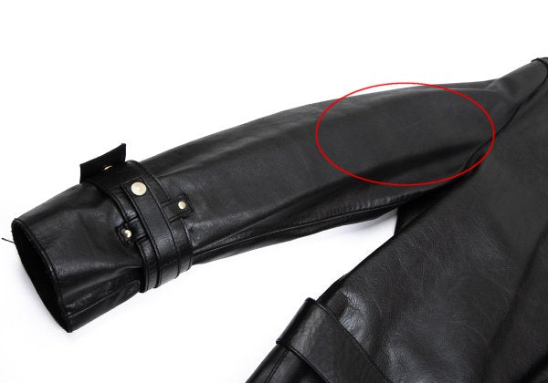 VERSACE Belted Leather Coat Black Size XL