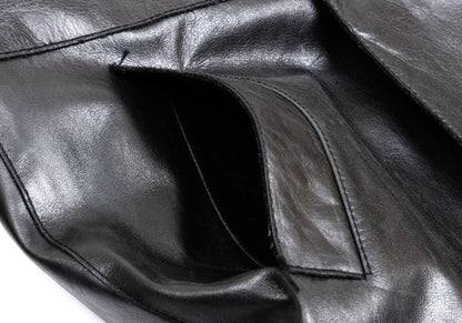 VERSACE Belted Leather Coat Black Size XL