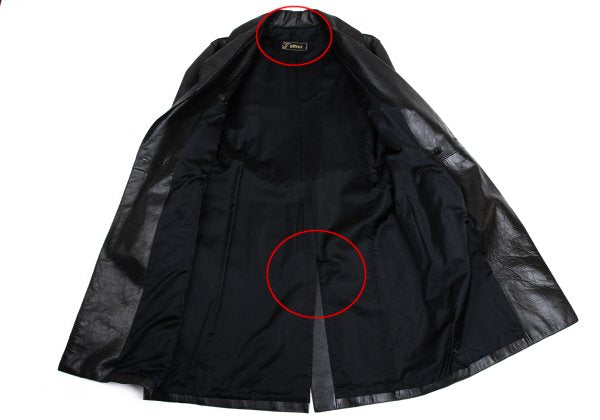 VERSACE Belted Leather Coat Black Size XL
