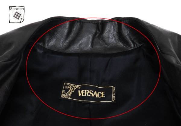 VERSACE Belted Leather Coat Black Size XL