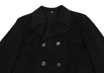 VERSACE Zip Pocket Wool Blend Coat Black Size 54