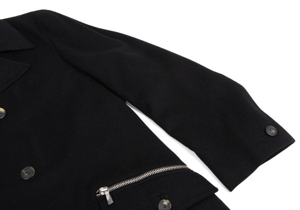VERSACE Zip Pocket Wool Blend Coat Black Size 54