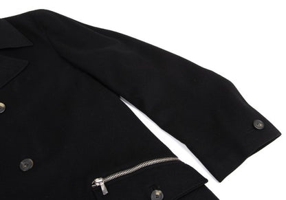 VERSACE Zip Pocket Wool Blend Coat Black Size 54