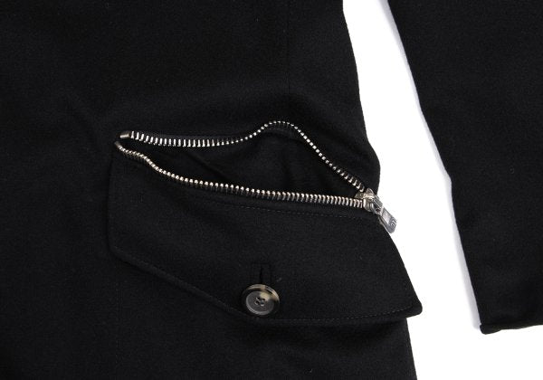 VERSACE Zip Pocket Wool Blend Coat Black Size 54