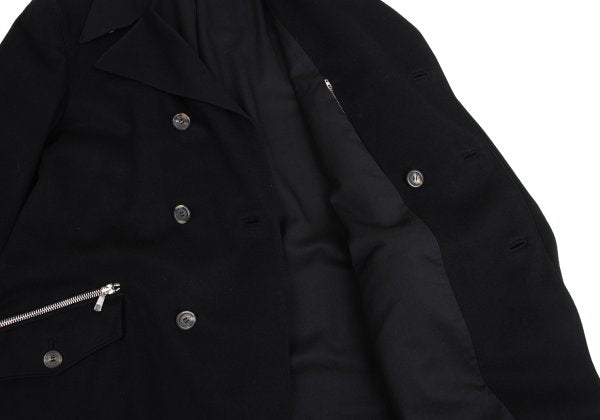 VERSACE Zip Pocket Wool Blend Coat Black Size 54