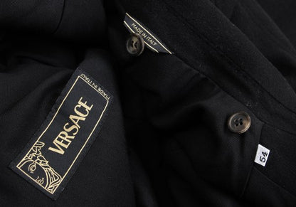 VERSACE Zip Pocket Wool Blend Coat Black Size 54