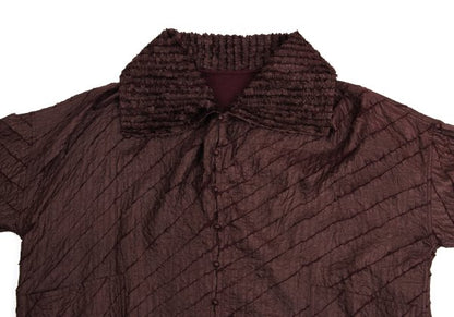 JURGEN LEHL Wine Seam Stitch Design Cotton Blouse Size M
