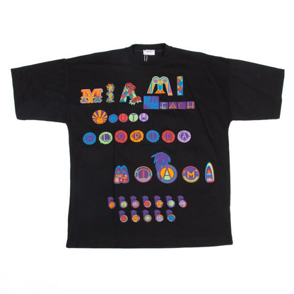 VERSACE SPORT Black Colorful Miami T-Shirt Cotton Size 50