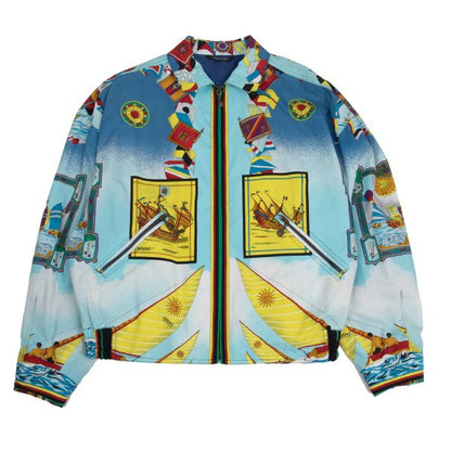 VERSACE SPORT All-Over Print Jacket Blue/Yellow Size 50