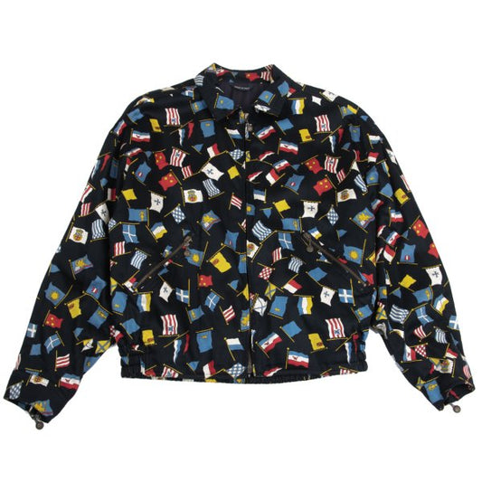 VERSACE SPORT Flag Print Zip Blouson Black Size 50