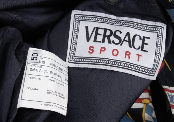 VERSACE SPORT Flag Print Zip Blouson Black Size 50