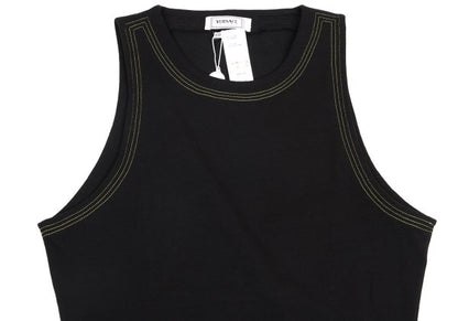 VERSACE INTIMO Triple Stitch Cotton Blend Top Black Size 50