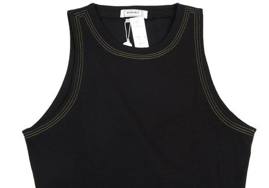 VERSACE INTIMO Triple Stitch Cotton Blend Top Black Size 50