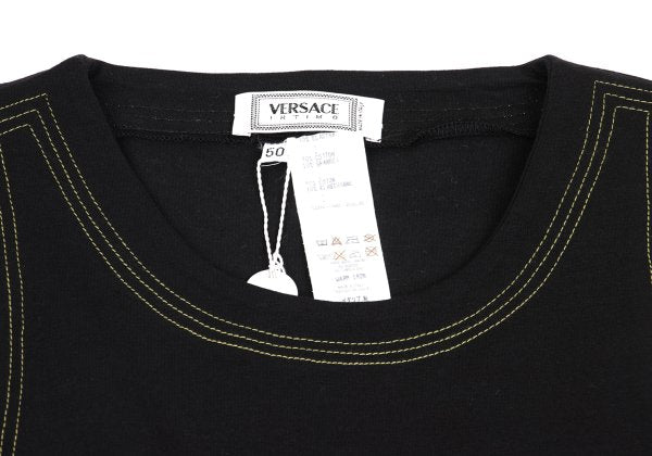 VERSACE INTIMO Triple Stitch Cotton Blend Top Black Size 50