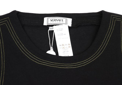VERSACE INTIMO Triple Stitch Cotton Blend Top Black Size 50
