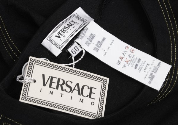 VERSACE INTIMO Triple Stitch Cotton Blend Top Black Size 50