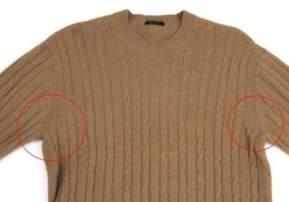 Y's for men Camel Wool Crewneck Cable Knit Sweater Size L