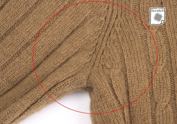 Y's for men Camel Wool Crewneck Cable Knit Sweater Size L