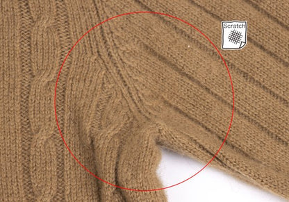 Y's for men Camel Wool Crewneck Cable Knit Sweater Size L