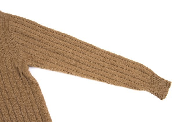 Y's for men Camel Wool Crewneck Cable Knit Sweater Size L