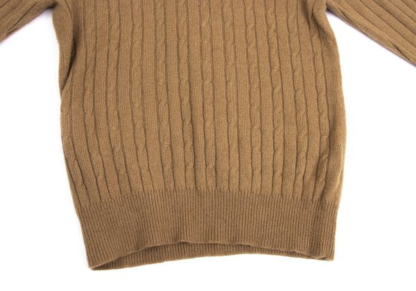 Y's for men Camel Wool Crewneck Cable Knit Sweater Size L