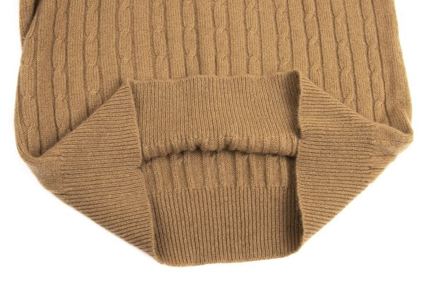 Y's for men Camel Wool Crewneck Cable Knit Sweater Size L