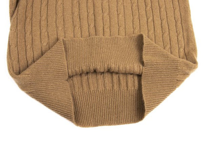 Y's for men Camel Wool Crewneck Cable Knit Sweater Size L