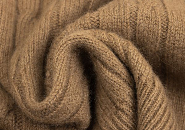 Y's for men Camel Wool Crewneck Cable Knit Sweater Size L