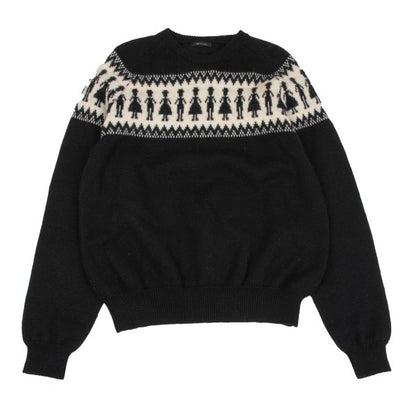 Y's for men Silhouette Jacquard Crew Neck Knit Black Size L