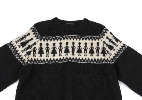 Y's for men Silhouette Jacquard Crew Neck Knit Black Size L