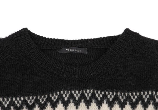 Y's for men Silhouette Jacquard Crew Neck Knit Black Size L