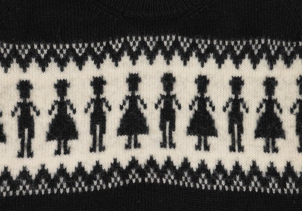 Y's for men Silhouette Jacquard Crew Neck Knit Black Size L