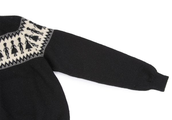 Y's for men Silhouette Jacquard Crew Neck Knit Black Size L