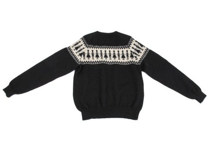 Y's for men Silhouette Jacquard Crew Neck Knit Black Size L