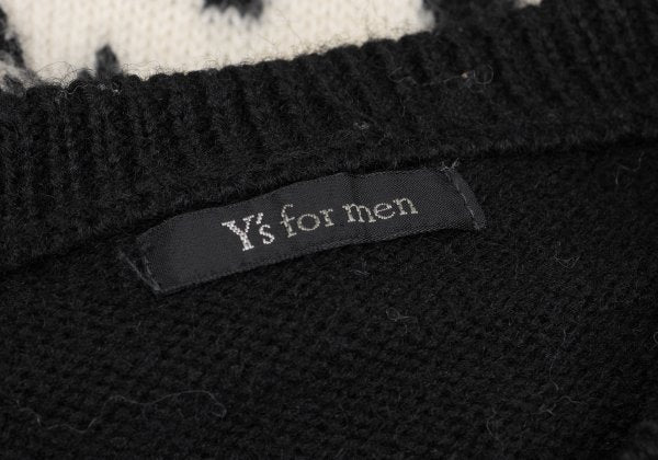 Y's for men Silhouette Jacquard Crew Neck Knit Black Size L