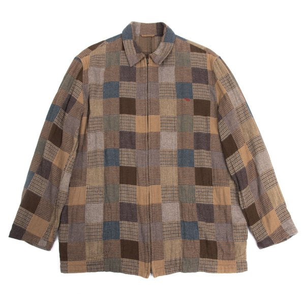 Papas Mocha Multi Cotton Patchwork Zip Blouson Size 48M