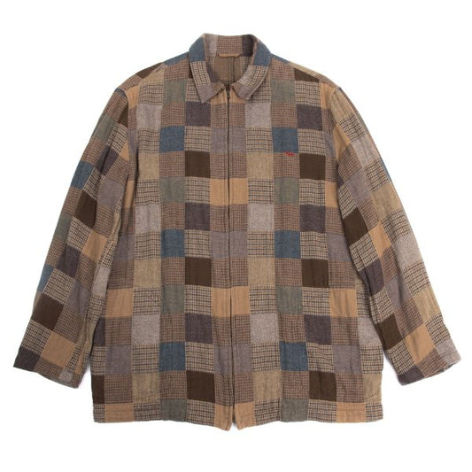 Papas Mocha Multi Cotton Patchwork Zip Blouson Size 48M